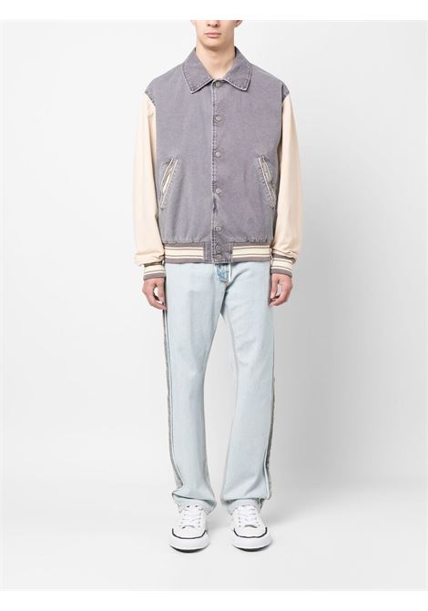 Bomber in cotone grigio e beige con logo GGDB GOLDEN GOOSE | GMP01310-P00104882236